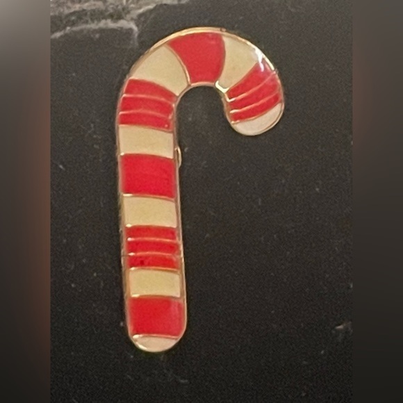 Vintage 1999 signed CTA silver tone red enamel candy cane lapel pin brooch - Picture 1 of 13